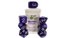 Set Of 7 Dice: Marble Purple W/ White Numbers